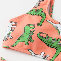 Dinosaur Pattern Girl Swimsuit Kids 7-14 Years Two Piece Children's Swimwear Bikini Set Pad Sport Girls Bathing Suit Beachwear